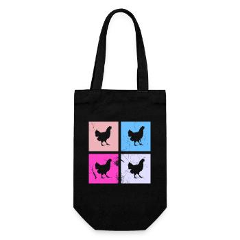 Huhn Hühner Hahn Bauer Retro Bauernhof Geschenk - Geschenkbeutel für Flaschen - Schwarz - Vorne