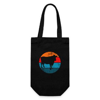 Kuh Retro Muh Landwirt Milch Bauernhof Geschenk - Geschenkbeutel für Flaschen - Schwarz - Vorne