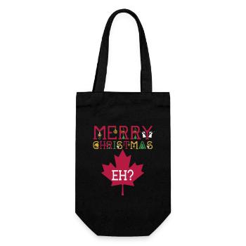 Frohe Weihnachten! Kanada Feiertag Winter Familien - Geschenkbeutel für Flaschen - Schwarz - Vorne