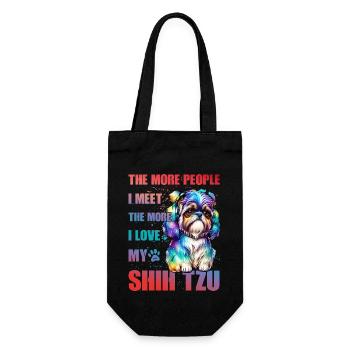 The more people I meet the more I love my Shih Tzu - Gift Bag for Bottles - black - Front