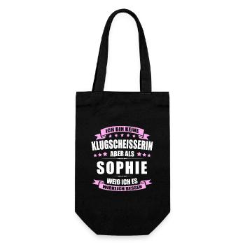 Name Sophie Vorname Klugscheisserin Namenstag - Geschenkbeutel für Flaschen - Schwarz - Vorne