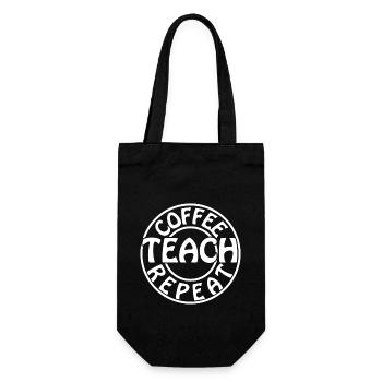 Coffee Teach Repeat Lehrer - Geschenkbeutel für Flaschen - Schwarz - Vorne