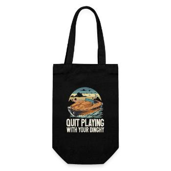 Funny Motorboating Quote Quit Playing With Your - Gift Bag for Bottles - black - Front