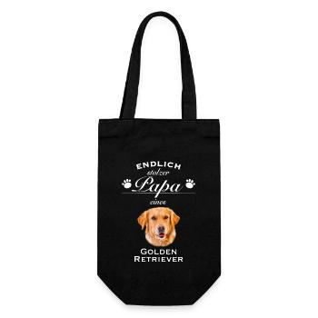 Endlich stolzer Papa - Golden Retriever - Geschenkbeutel für Flaschen - Schwarz - Vorne