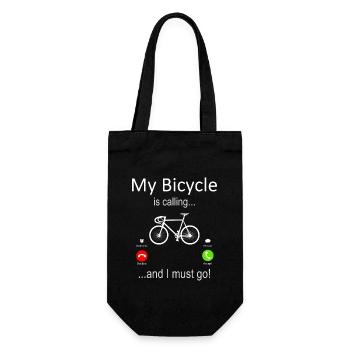 My Bicycle is Calling and I must Go - Gift Bag for Bottles - black - Front