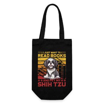 Je veux juste lire des livres et caresser mon Shih Tzu - Sac à bouteille - noir - Devant