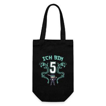 Fünfter Geburtstag Kämpfer 5. Geburtstag Ninja - Geschenkbeutel für Flaschen - Schwarz - Vorne