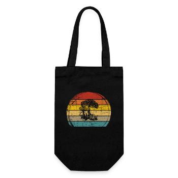 Mushroom Mushrooms Boletus Toadstool Retro Gift - Gift Bag for Bottles - black - Front