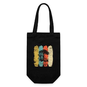 Mushroom Mushrooms Boletus Toadstool Retro Gift - Gift Bag for Bottles - black - Front