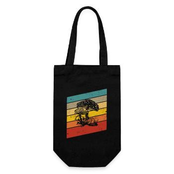 Mushroom Mushrooms Boletus Toadstool Retro Gift - Gift Bag for Bottles - black - Front