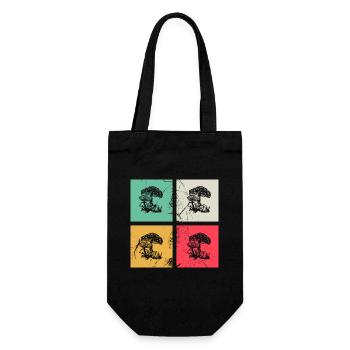 Mushroom Mushrooms Boletus Toadstool Retro Gift - Gift Bag for Bottles - black - Front
