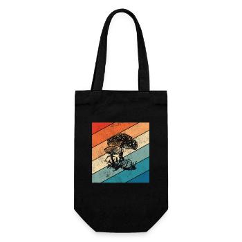 Mushroom Mushrooms Boletus Toadstool Retro Gift - Gift Bag for Bottles - black - Front
