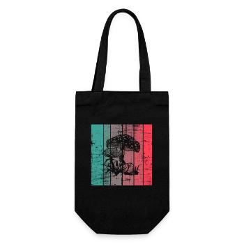 Pilz Retro Pilze Steinpilz Fliegenpilz Geschenk - Geschenkbeutel für Flaschen - Schwarz - Vorne