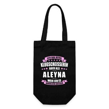 Name Aleyna Vorname Klugscheisserin Namenstag - Geschenkbeutel für Flaschen - Schwarz - Vorne
