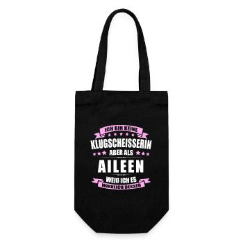 Name Aileen Vorname Klugscheisserin Namenstag - Geschenkbeutel für Flaschen - Schwarz - Vorne