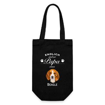 Endlich stolzer Papa - Beagle - Geschenkbeutel für Flaschen - Schwarz - Vorne