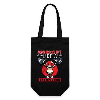 Funny Mushroom Fitness Gym Workout Power - Gift Bag for Bottles - black - Front