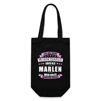 Name Marlen Vorname Klugscheisserin Namenstag - Geschenkbeutel für Flaschen - Schwarz - Vorne