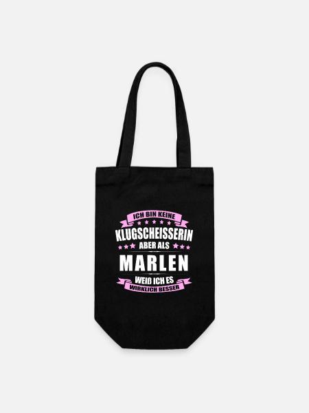 Name Marlen Vorname Klugscheisserin Namenstag - Geschenkbeutel für Flaschen - Schwarz