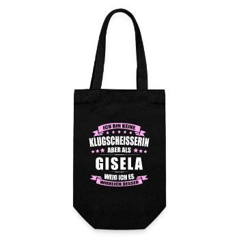 Name Gisela Vorname Klugscheisserin Namenstag - Geschenkbeutel für Flaschen - Schwarz - Vorne