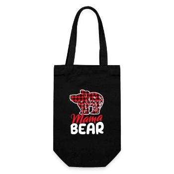 Mama Bear Noël Famille Pyjama Rouge Damier - Sac à bouteille - noir - Devant