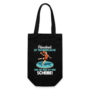 Handballerin Handball Männersache Erde Scheibe - Geschenkbeutel für Flaschen - Schwarz - Vorne