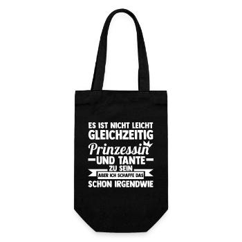 Patentante Prinzessin Tante - Geschenkbeutel für Flaschen - Schwarz - Vorne