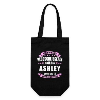 Name Ashley Vorname Klugscheisserin Namenstag - Geschenkbeutel für Flaschen - Schwarz - Vorne