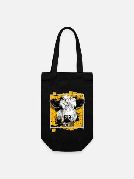 Kuh - Geschenkbeutel für Flaschen - Schwarz