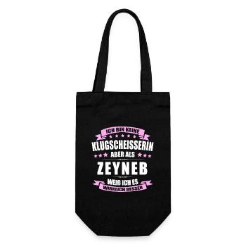 Name Zeyneb Vorname Klugscheisserin Namenstag - Geschenkbeutel für Flaschen - Schwarz - Vorne