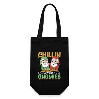 Chillen mit meinen Gnomies - Gartenzwerg - Geschenkbeutel für Flaschen - Schwarz - Vorne