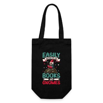 Leicht abzulenken mit Büchern und Gartenzwergen - Geschenkbeutel für Flaschen - Schwarz - Vorne