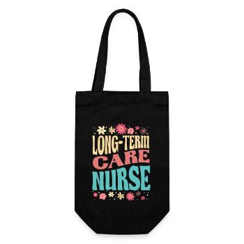 Long Term Care Nurse Flower Outfit - Gift Bag for Bottles - black - Front