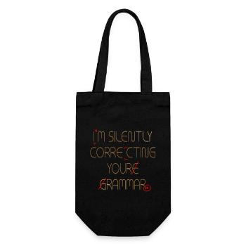 Ich korrigiere stillschweigend deine Grammatik - Geschenkbeutel für Flaschen - Schwarz - Vorne