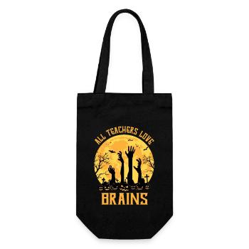 Tous les enseignants aiment les cerveaux : les mains de zombies et les citrouilles - Sac à bouteille - noir - Devant