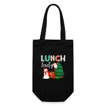 Lunch Lady Funny Christmas Tree Christmas - Gift Bag for Bottles - black - Front