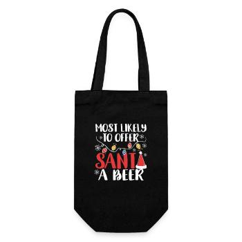 Most likely to offer Santa Claus a beer - Gift Bag for Bottles - black - Front