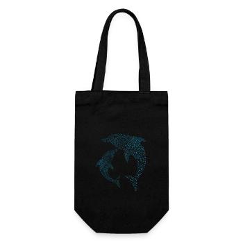 Delfine Dolphins - Geschenkbeutel für Flaschen - Schwarz - Vorne