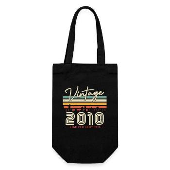 Vintage Geschenk 2010 - 13/14 Jahre - Geschenkbeutel für Flaschen - Schwarz - Vorne