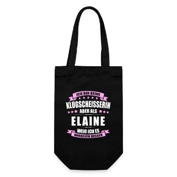 Name Elaine Vorname Klugscheisserin Namenstag - Geschenkbeutel für Flaschen - Schwarz - Vorne