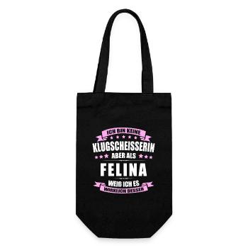Name Felina Vorname Klugscheisserin Namenstag - Geschenkbeutel für Flaschen - Schwarz - Vorne