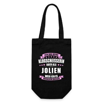 Name Jolien Vorname Klugscheisserin Namenstag - Geschenkbeutel für Flaschen - Schwarz - Vorne