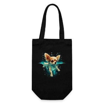 Chihuahua | Schwimmer Schwimmen Wasser Tauchen - Geschenkbeutel für Flaschen - Schwarz - Vorne