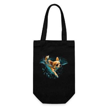 Chihuahua | Schwimmer Schwimmen Wasser Tauchen - Geschenkbeutel für Flaschen - Schwarz - Vorne