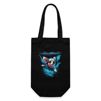 Chihuahua | Schwimmer Schwimmen Wasser Tauchen - Geschenkbeutel für Flaschen - Schwarz - Vorne