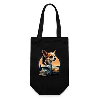 Chihuahua | Trucker Truck Driver Dad Men Car Funny - Gift Bag for Bottles - black - Front