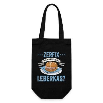 Lustig Leberkäse Und Fleischkäse Zerfix Leberkas - Geschenkbeutel für Flaschen - Schwarz - Vorne