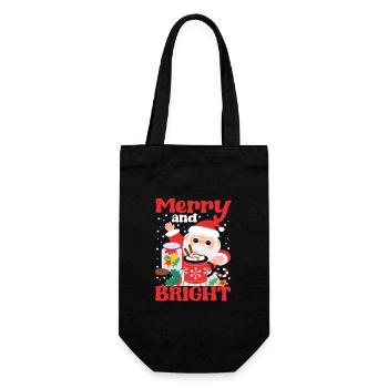 Cheerful and bright pink funny Christmas Santa - Gift Bag for Bottles - black - Front