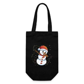Niedlicher tupfender Schneemann Weihnachtslichter - Geschenkbeutel für Flaschen - Schwarz - Vorne
