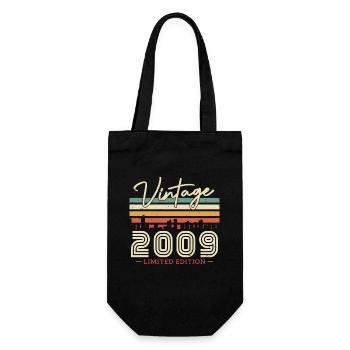 Vintage Geburtstagsgeschenk 2009 14/15 Jahre - Geschenkbeutel für Flaschen - Schwarz - Vorne